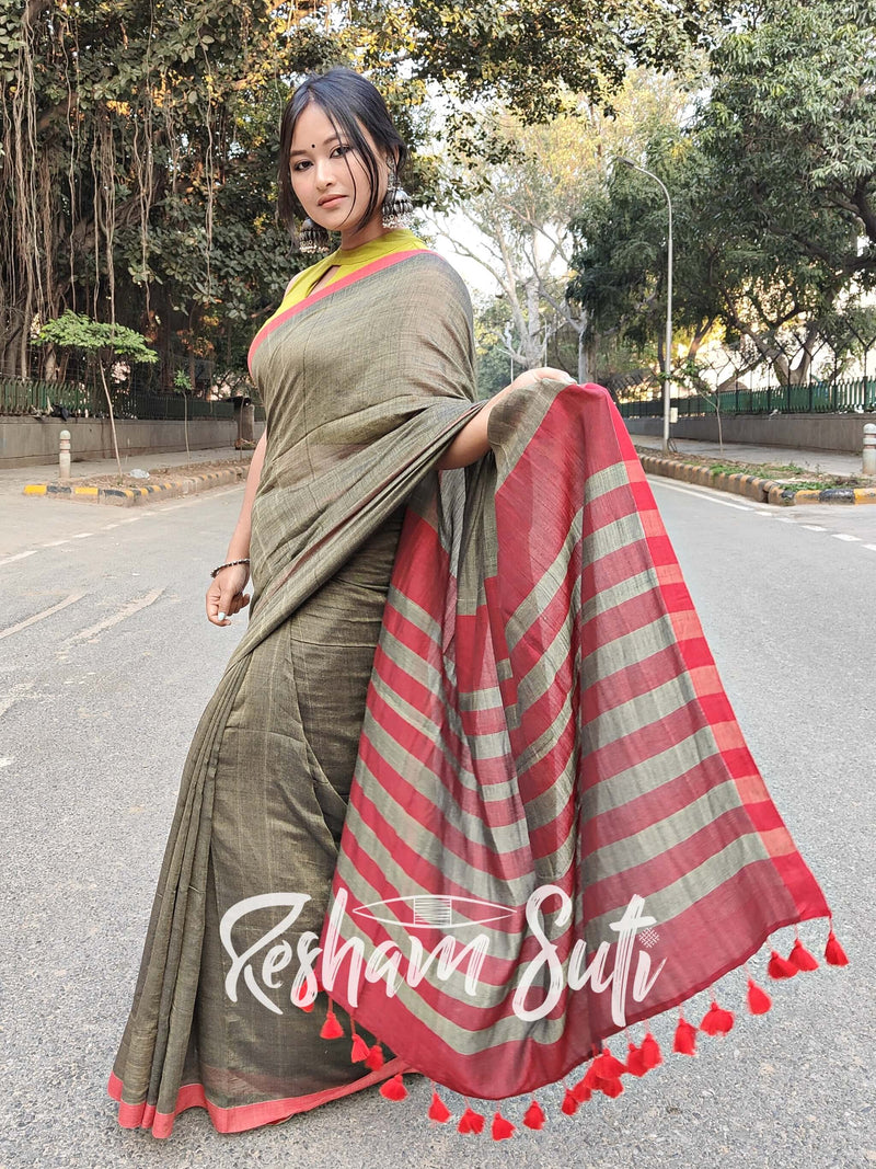 Buy Pure Khadi Cotton Saree With Fish Motif With Blouse Piece Handloom Sari  Online in India - Etsy